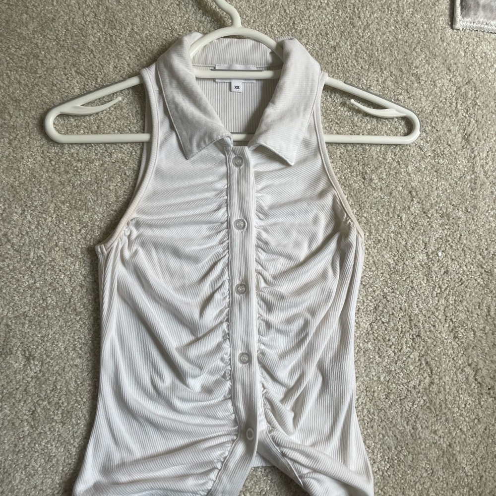 Superdown Gray Ruched Sleeveless Bodysuit